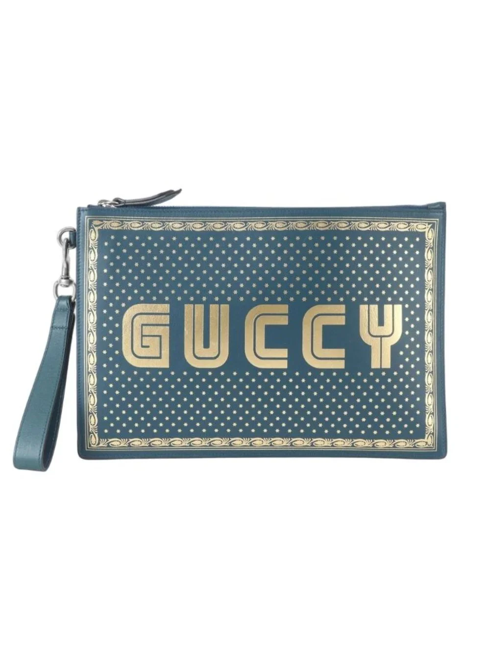 Gucci Sega Collaboration Guccy Print Leather Business Clutch